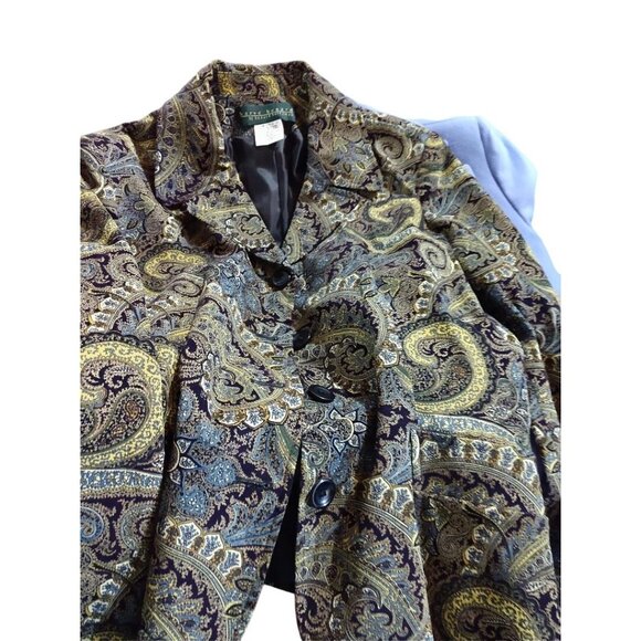 Harvé Benard Womens Paisley Print Cotton Blend Blazer Jacket Size 12 Multicolor - Picture 7 of 8